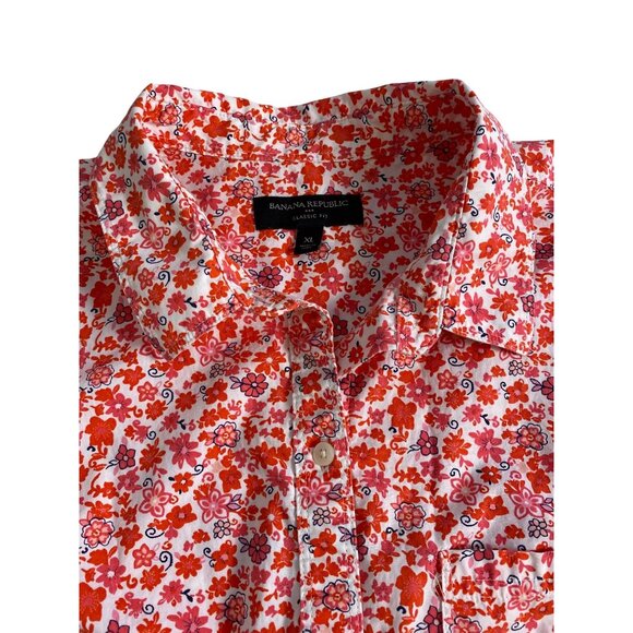 Banana Republic Women’s XL Pink Floral Button-Up Shirt Classic Fit Casual Comfy - Picture 11 of 13